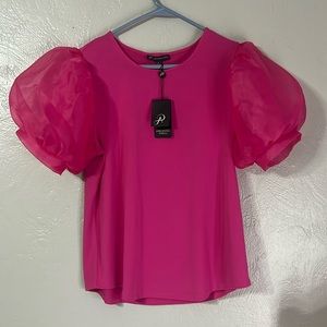 Pink Top With Puff Sleeves